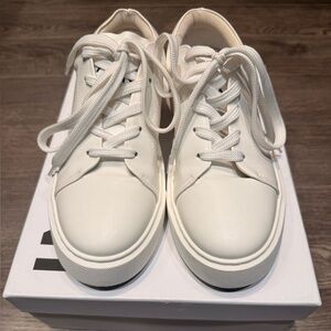 Ganni Cream Lace-Up Sneakers